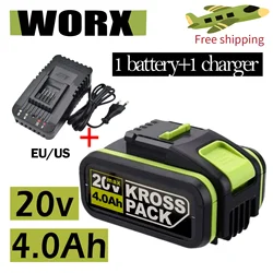 Worx electric tool WA3551 WA3553 WX390 WX176 WX178 WX386 WX678 20V4000mAh lithium-ion rechargeable replacement battery+Charger