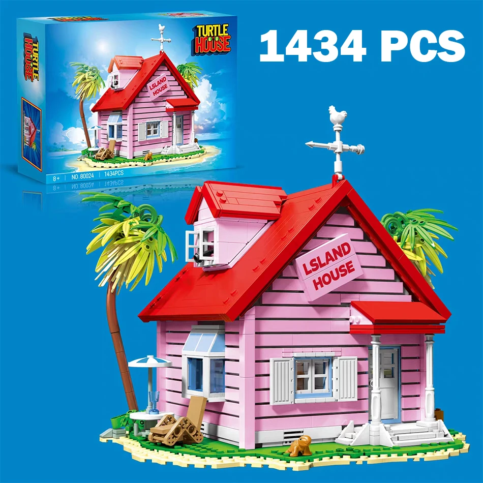 

MOC Japanese Dragon Anime Turtle House Street View Building Blocks Cartoons Balls Island House Scene Bricks Toys for Kids Gifts