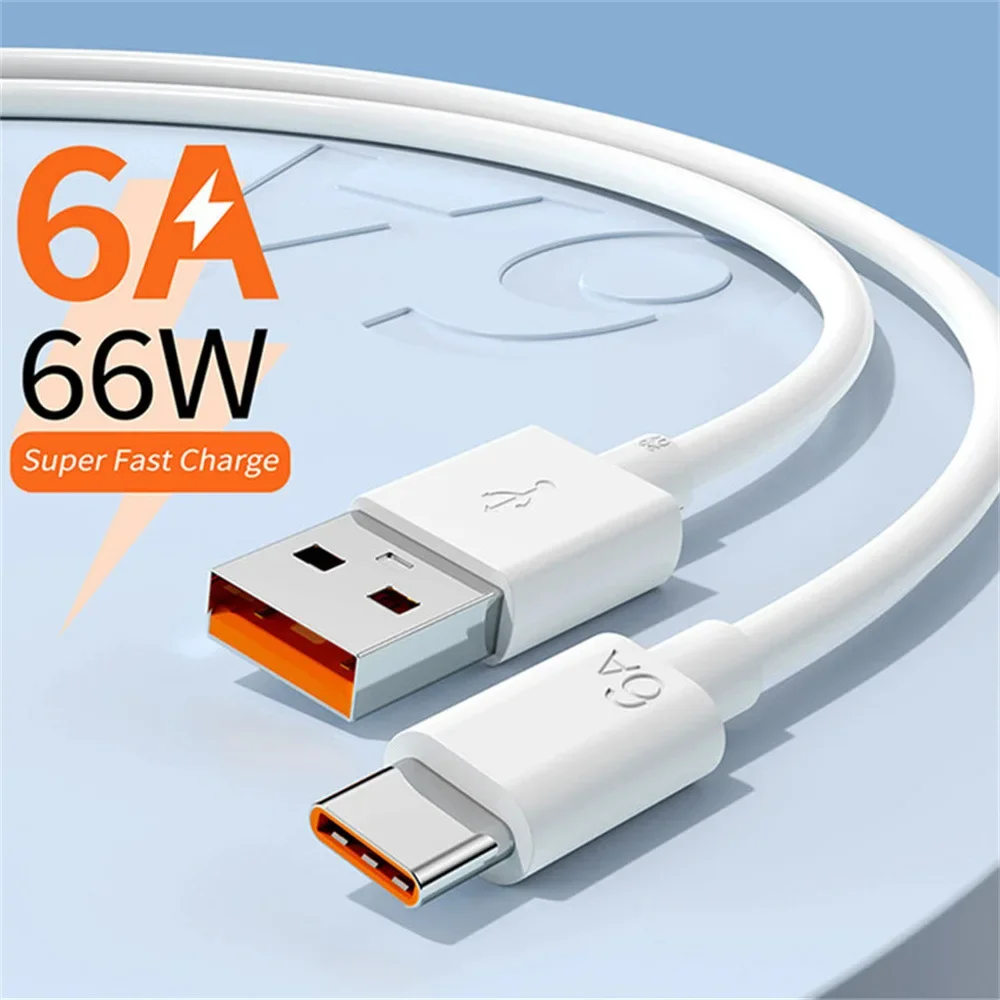 TypeC USB Cable 6A 66W Super Fast Charging for Huawei Honor Xiaomi Redmi OPPO VIVO realme iQOO Android Type C Fast Charger