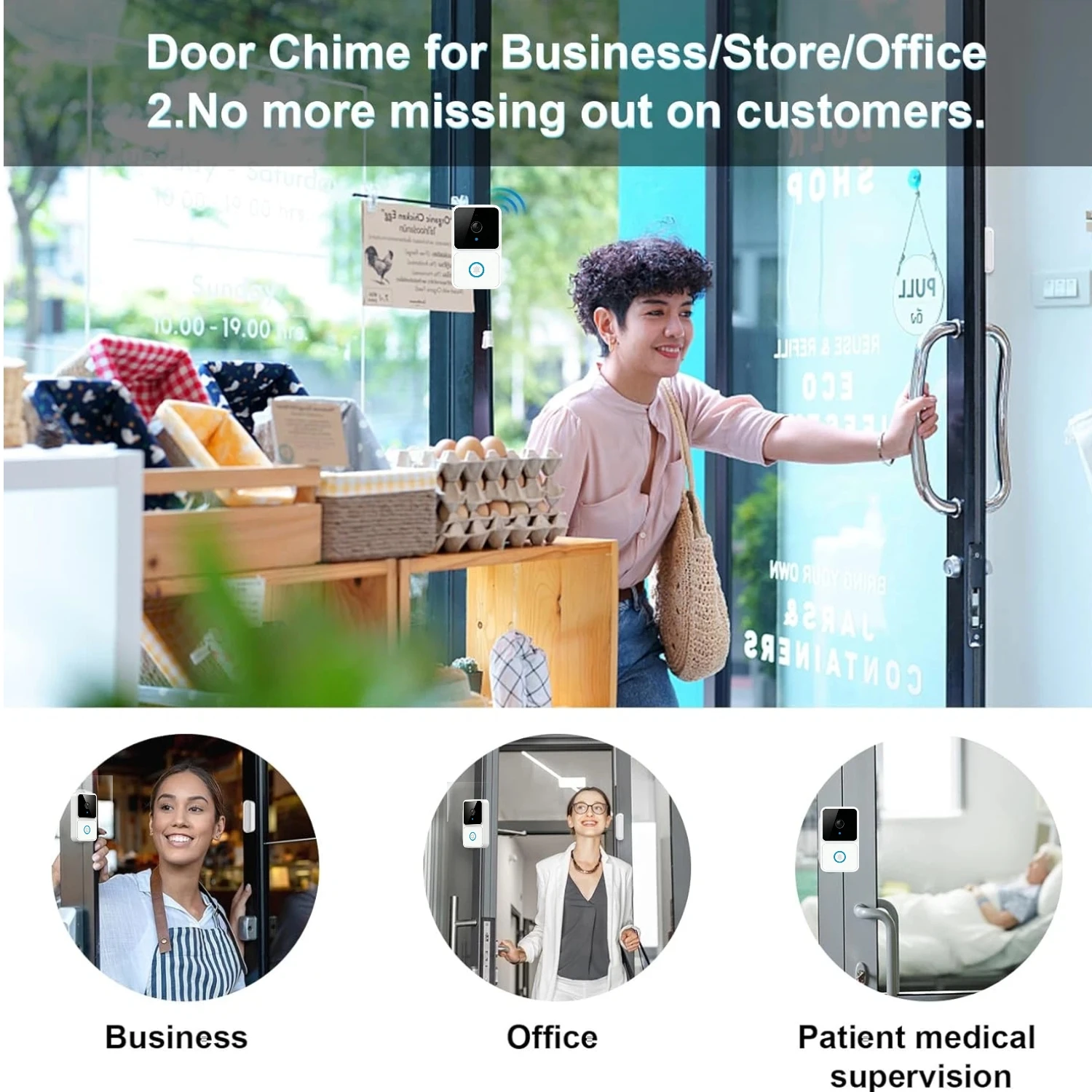 Wireless Doorbell Intelligent Custom Melodies US/EU Plug Optional 300M Long-Distance Welcome Door Bell Safe for Home view 6