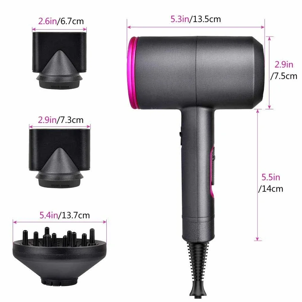 2000W Professional Hair Dryer Negative Ionic Blow Dryer Hot Cold Wind Air Brush Hairdryer Strong Power Dryer Salon Style Tool