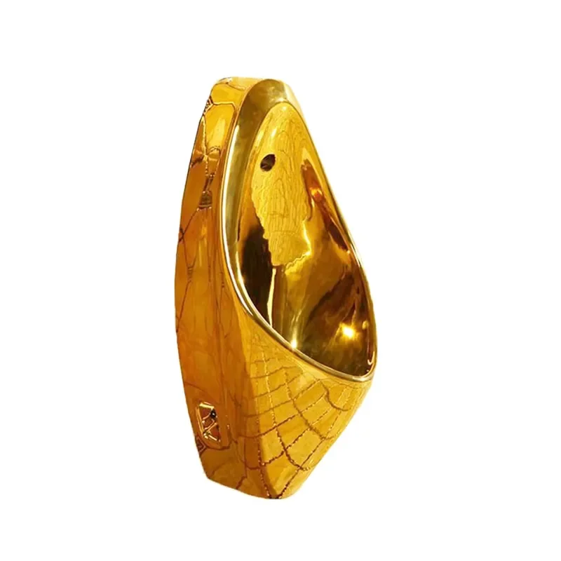 High Quality Gold Plated Ceramic Men's Urinal Wall Mounted Bathroom Fixture Luxury Design Durable Sanitary Ware for Home