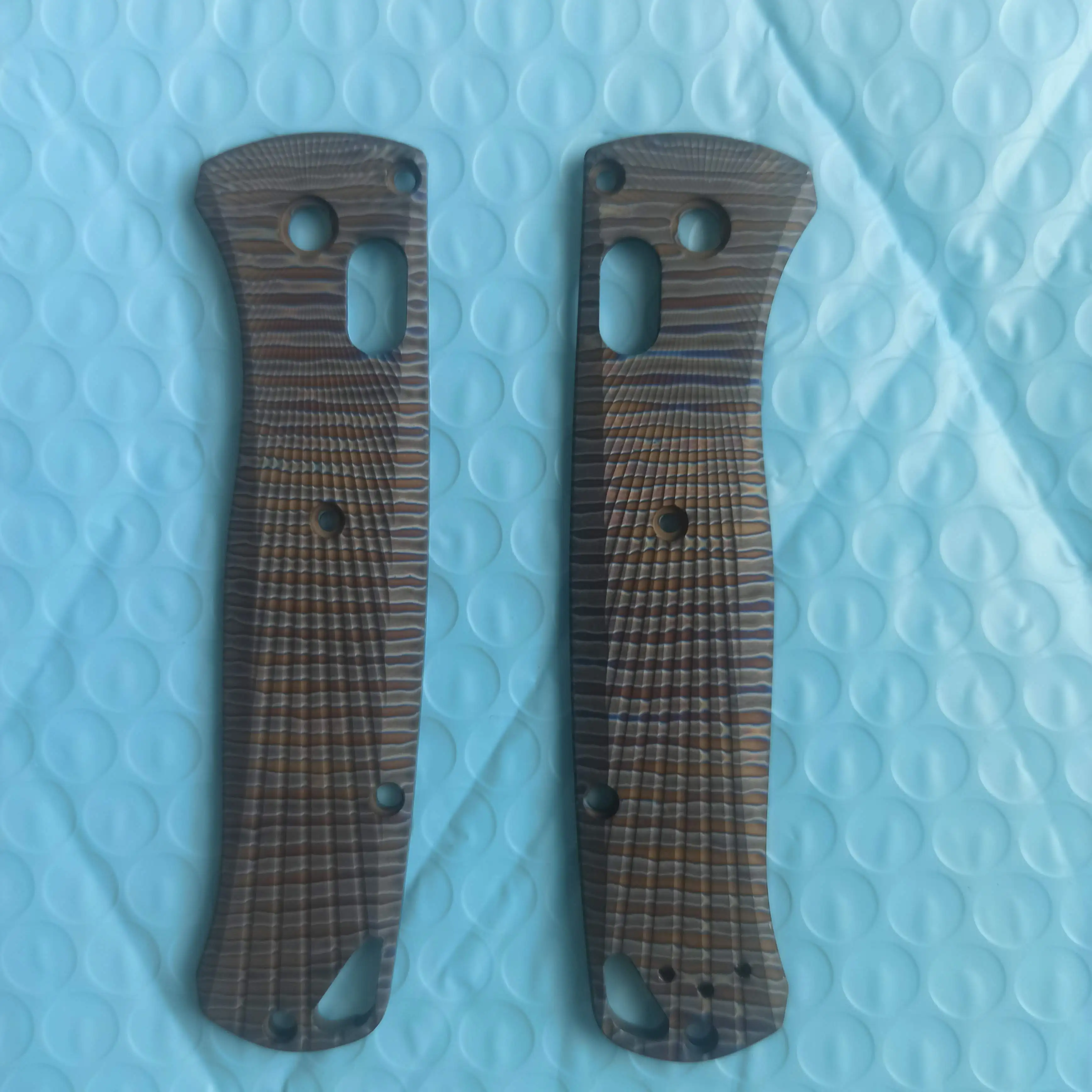 

1 Pair Tiger Pattern Roasted Titanium Handle Scales for Benchmade Bugout 535