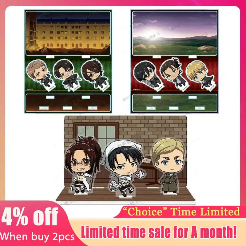 

Подставка Attacking Giants Acg, периферийные устройства в стиле аниме, комбинация фигурок Леви, стоячая карта, Hange Q, стоячая пластина, мини-игрушки Erwin, подарки