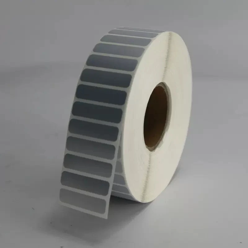 Label Sticker 31x 8mm 5000 Pieces/Roll Silver Sticker Silver PET Label Waterproof Tearproof Oilproof Barcode Label