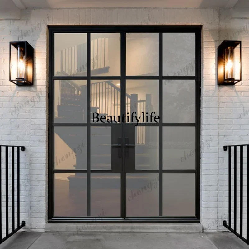 TTT  Customization Standard French Style Double Swing Wrought Iron Security Lock Shop Front Door