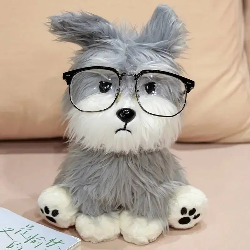 

Funny Emotions Schnauzer Plush Toys Soft Stuffed Sitting Lifelike Puppy Doll Lovely Desktop Companion Car Interior Kids Gift