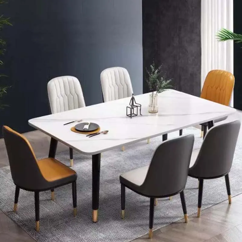 

Metal Nordic Dining Table Luxury Rectangular Design Restaurant Table Set Living Room Modern Mesa De Comedor Kitchen Furniture