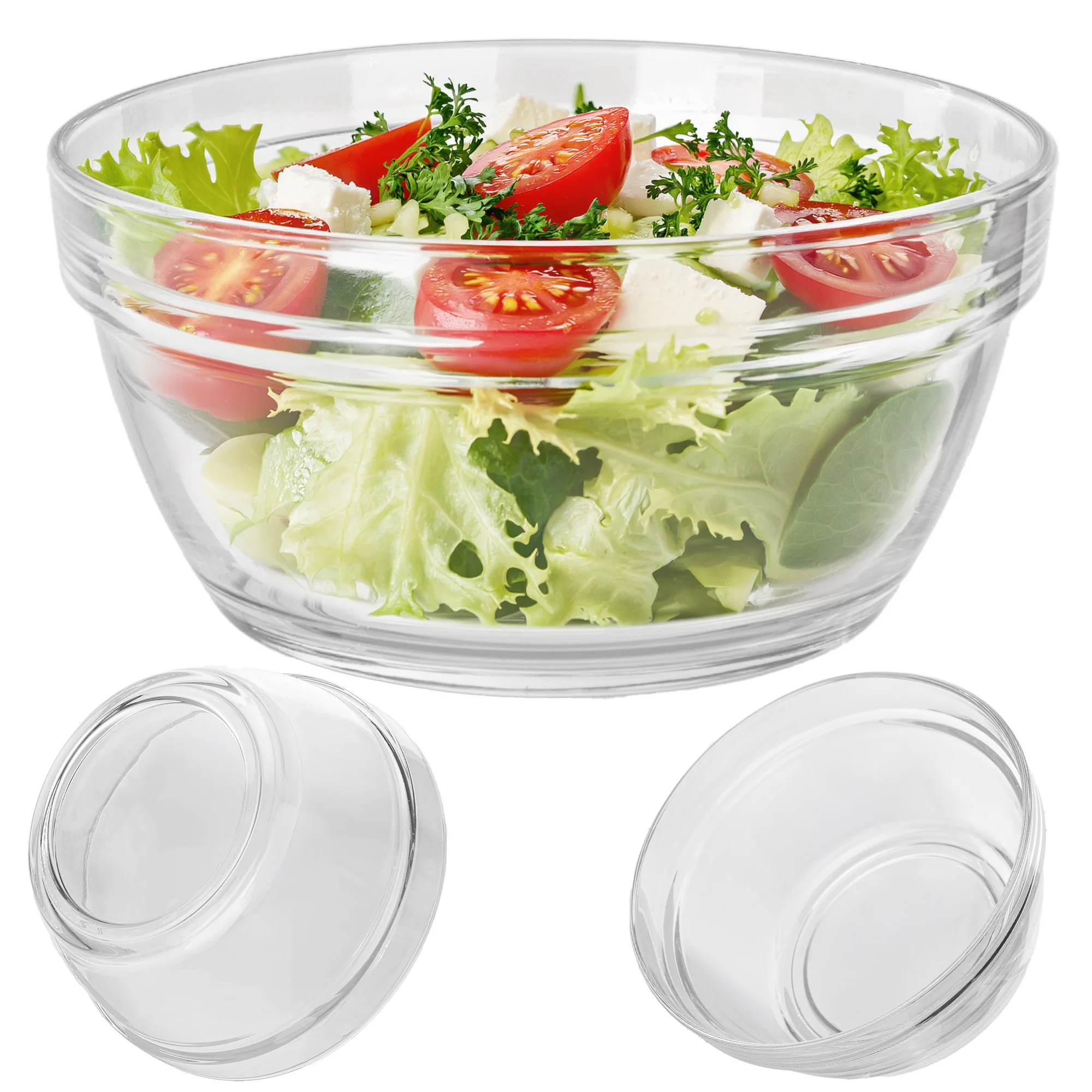 KADAX Glazen saladekom dessert- en snacksalade, elegante glazen kom, glad transparant 17cm 1 st.
