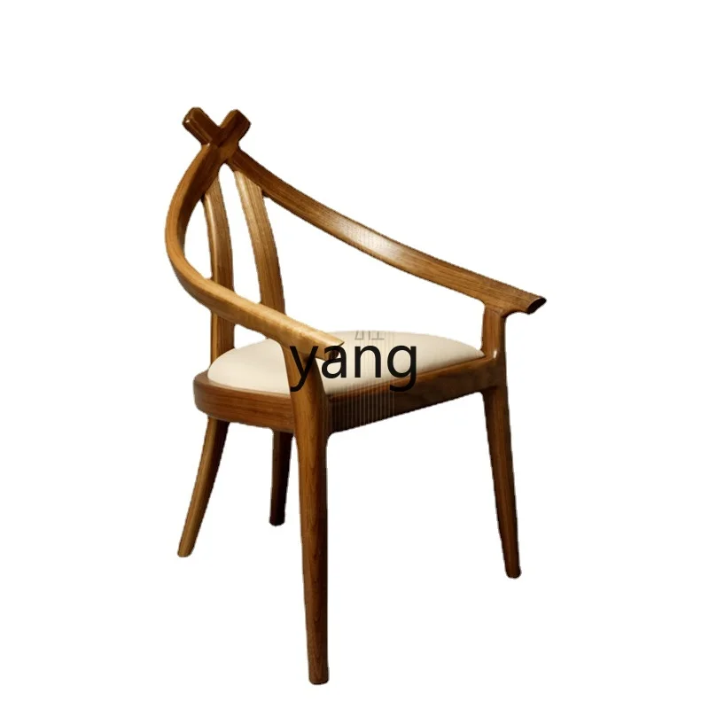 LTT New Chinese Master Officer's Cap Solid Wood Circle Zen Leisure Tea Chair A- line Chair