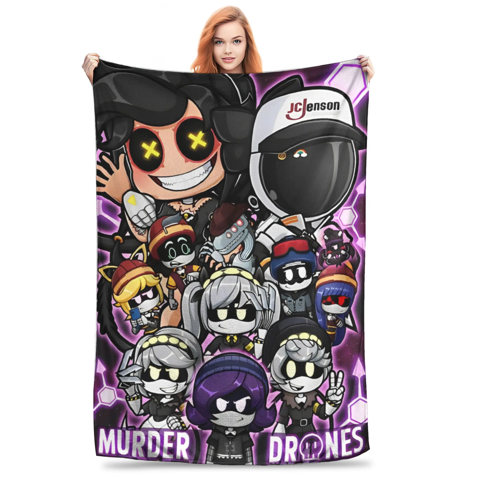 Chibis Murder Drones Throw Blanket for Couch Uzi Doorman Fuzzy Soft Plush Blanket 50x60 Inches Multiple Sizes Bedspread