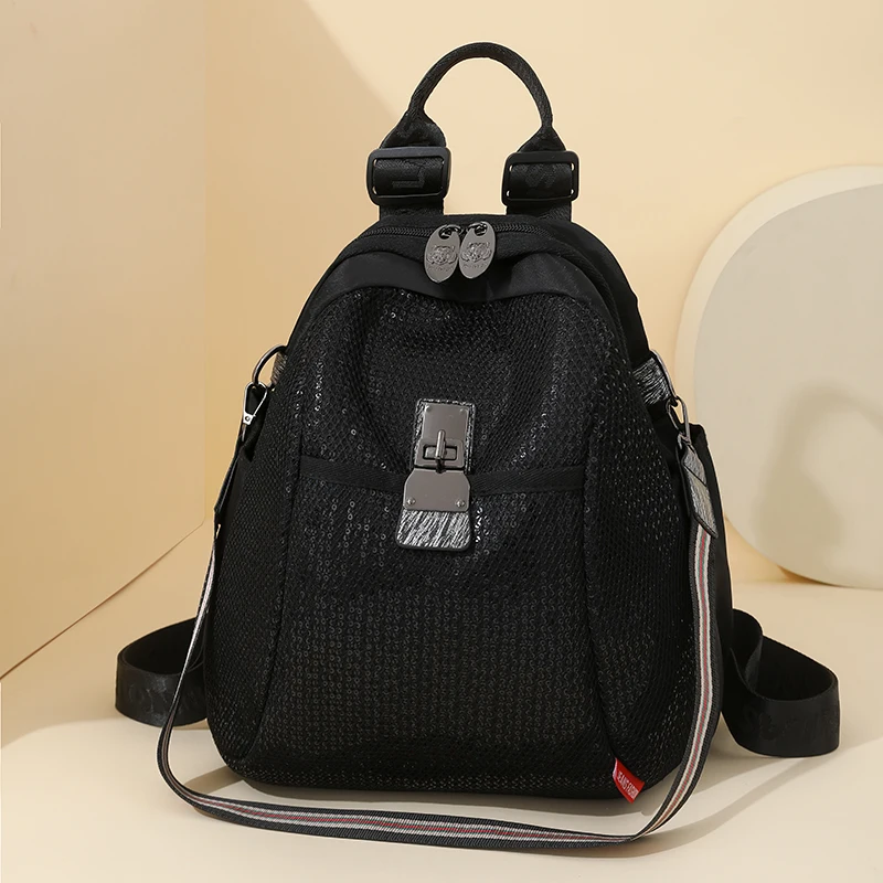 Модные женские рюкзаки с блестками, большой вместимости, новинка 2025, модный дизайн, сумки с блестками, женский рюкзак, дорожный рюкзак из нейлоновой ткани