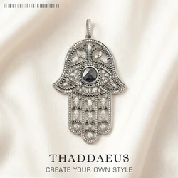 Pendant Black Hand of Fatima Brand New Fashion Jewelry Europe Vintage Accessories 925 Sterling Silver Gift For Woman Men