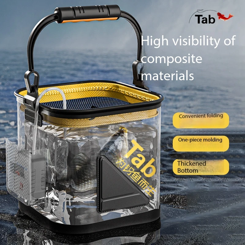 

Outdoor Folding Water Collection Live Fish Bucket Camping Portable, Reinforced, Wear-Resistant, Anti Jumping For Wild Fishing