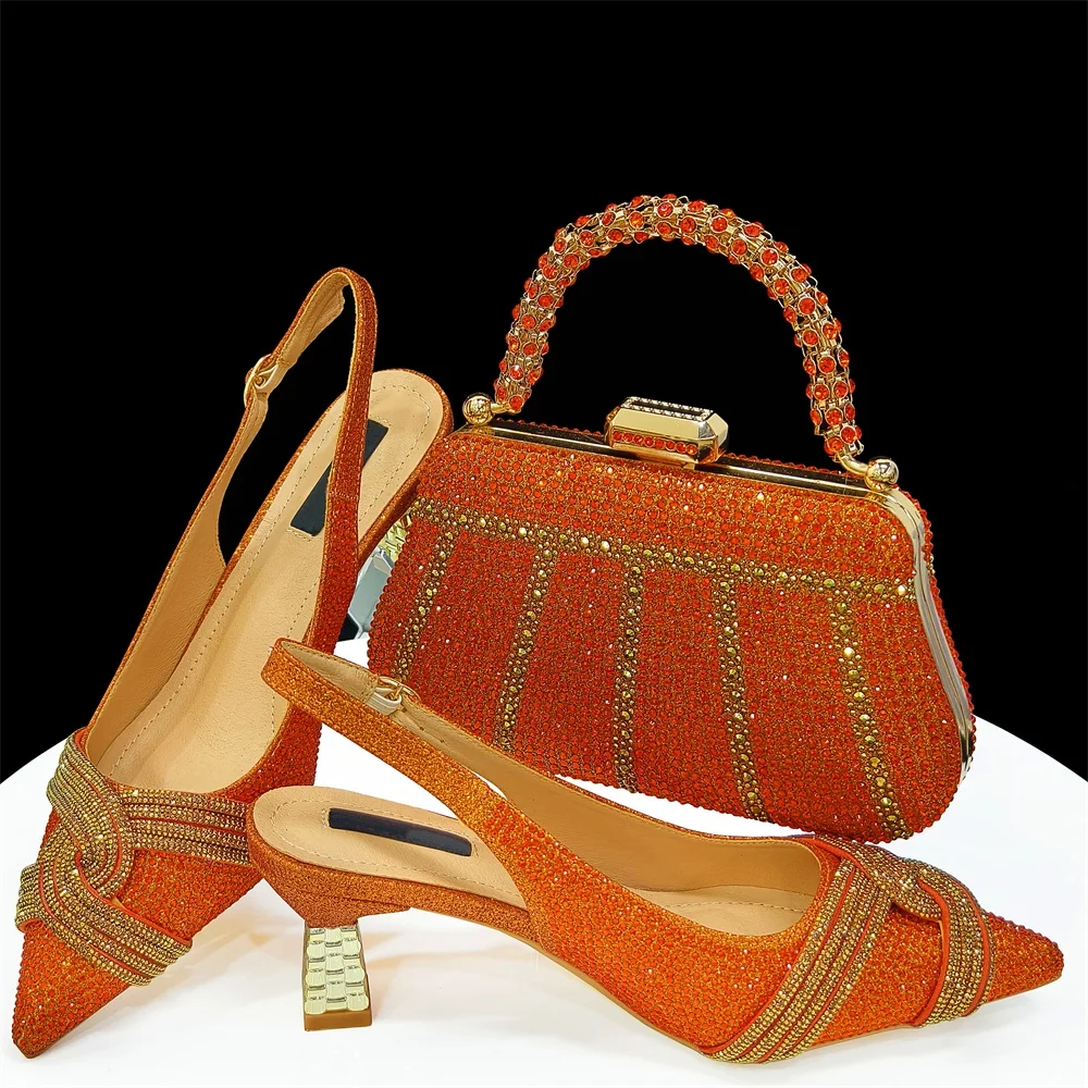 New African Sandal Pumps Shoes And Matching Bag Set Italian Pretty Women High Heels Shoes And Bags To Match For Party Dress