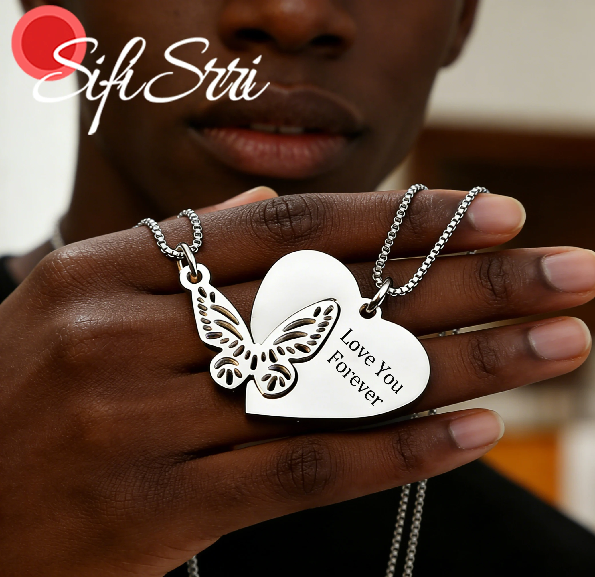 

Набор украшений Sifisrri: колье-чокер из нержавеющей стали с гравировкой имени и подвеской в виде бабочки, персонализированный подарок на День матери для женщин