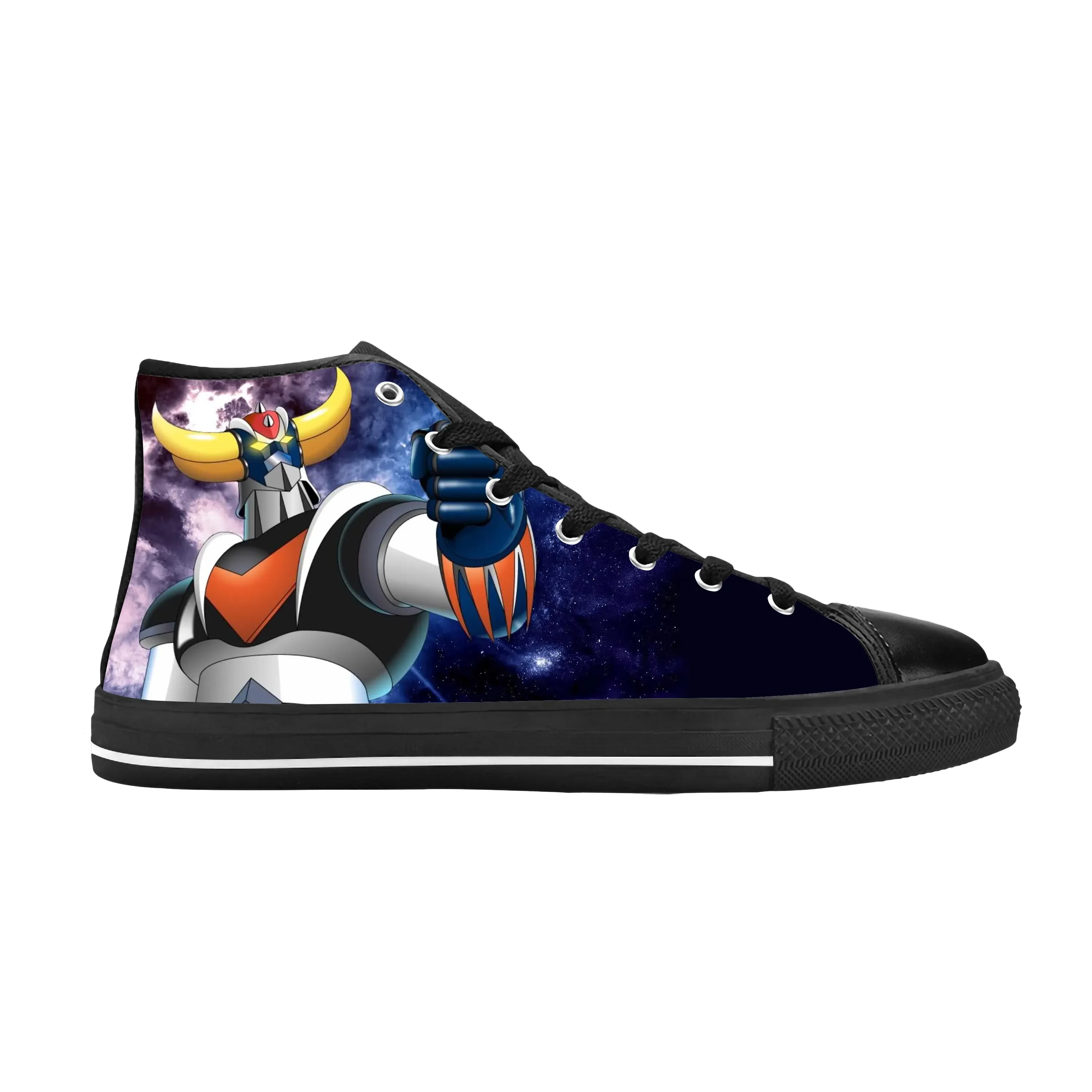 Anime Cartoon Casual Pano Sapatos para Homens e Mulheres, Manga, UFO, Grendizer, Goldrake, Top Alto, Confortável, Respirável, Estampado em 3D, Tênis