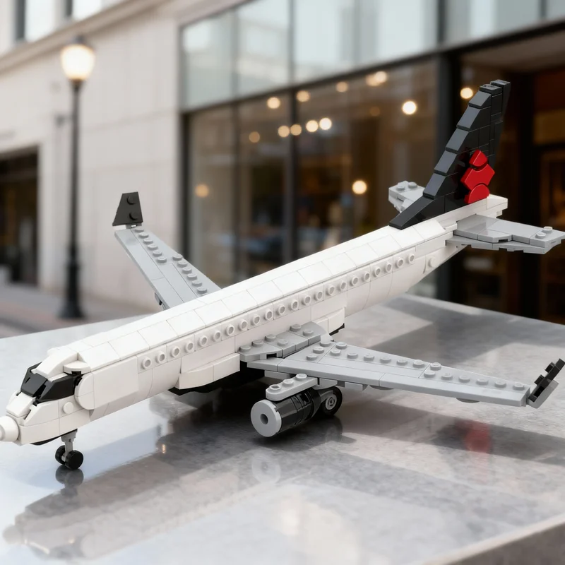

Набор конструктора MOC «Авиалинии» (454 детали): модель Embraer Air Canada Jazz в праздничной расцветке, идеальный подарок на Рождество