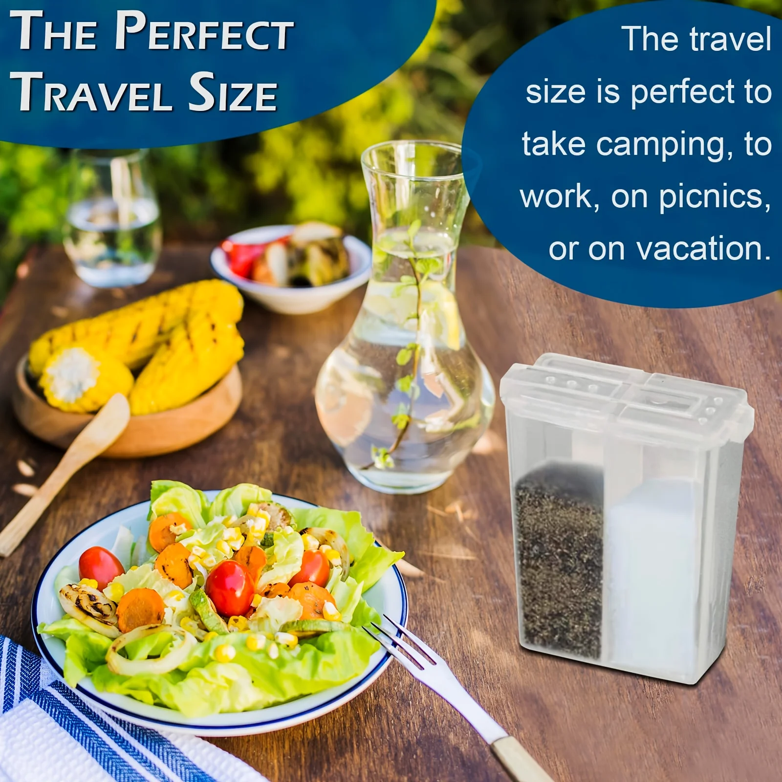 1/2 قطعة 2in1 التخييم التوابل شاكر متعددة الأغراض برطمان توابل مع غطاء 2-مقصورة في الهواء الطلق شواء الطبخ الملح الفلفل صندوق تخزين