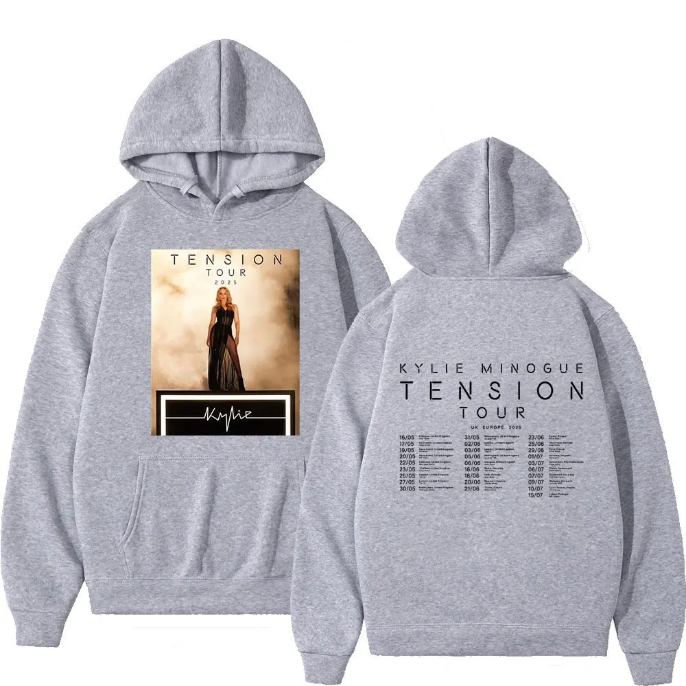 Sänger Kylie Minogue Tension World Tour 2025, bedruckter Kapuzenpullover für Herren und Damen, hochwertiger Pullover, langärmelig, übergroßes, lockeres Sweatshirt