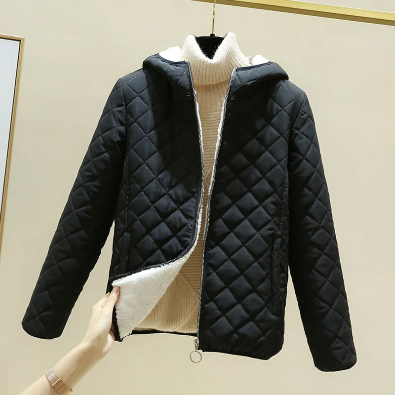 Women Jacket Black 2023 New Winter Female Korean Fleece Cotton Outcoat Padded Jacket Women Coat Thicken Hooded Parka Ladies 2778