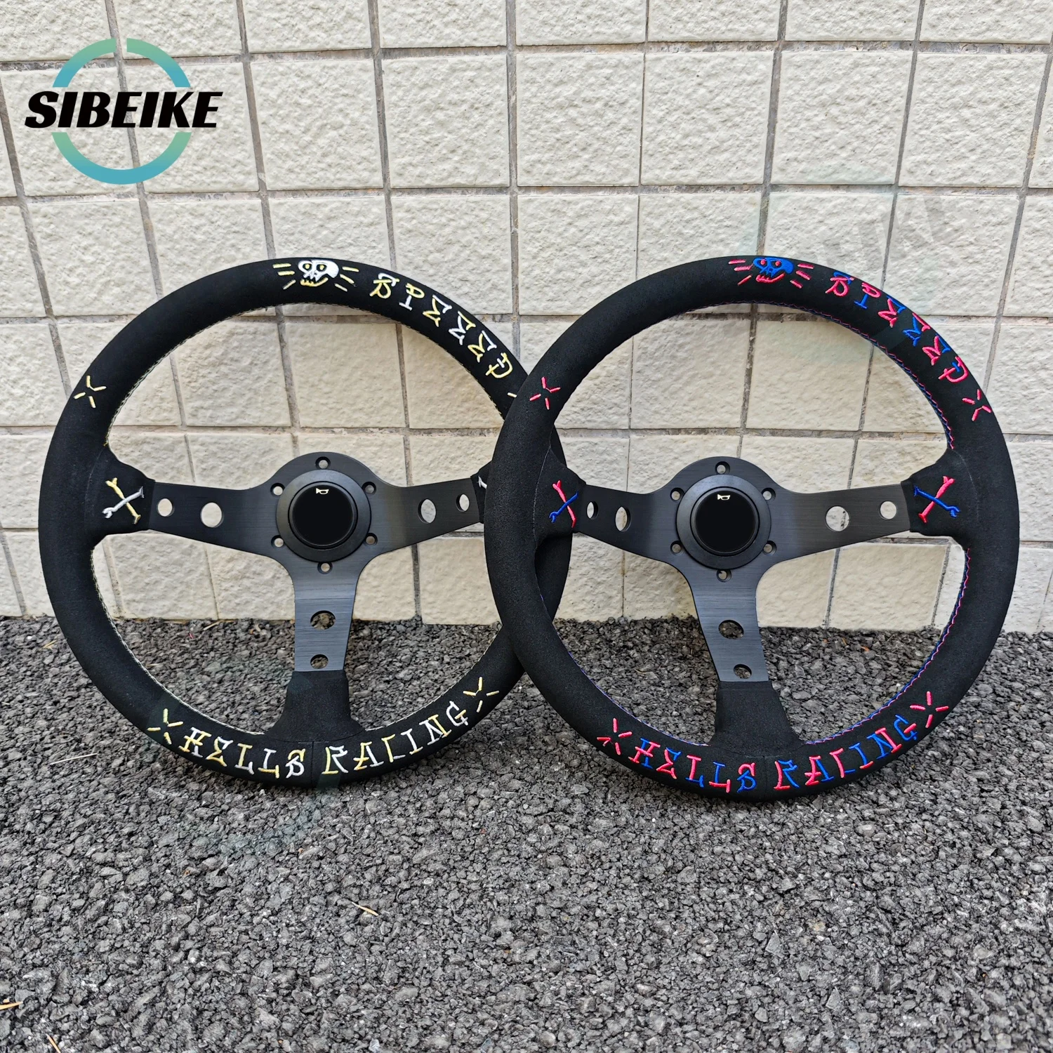 JDM замшевое кожаное рулевое колесо Hells Racing Deep Dish Модифицированное спортивное рулевое колесо для дрифта