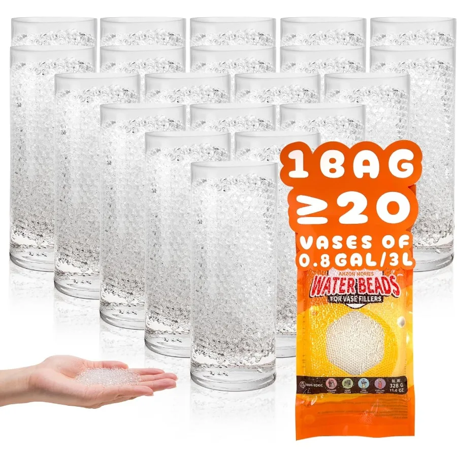 

Clear Water Beads 3 Size Options 205k Pcs Bulk Pack Fill More Than 20 Vases Gel Bead for Wedding Centerpiece Table Decoration V
