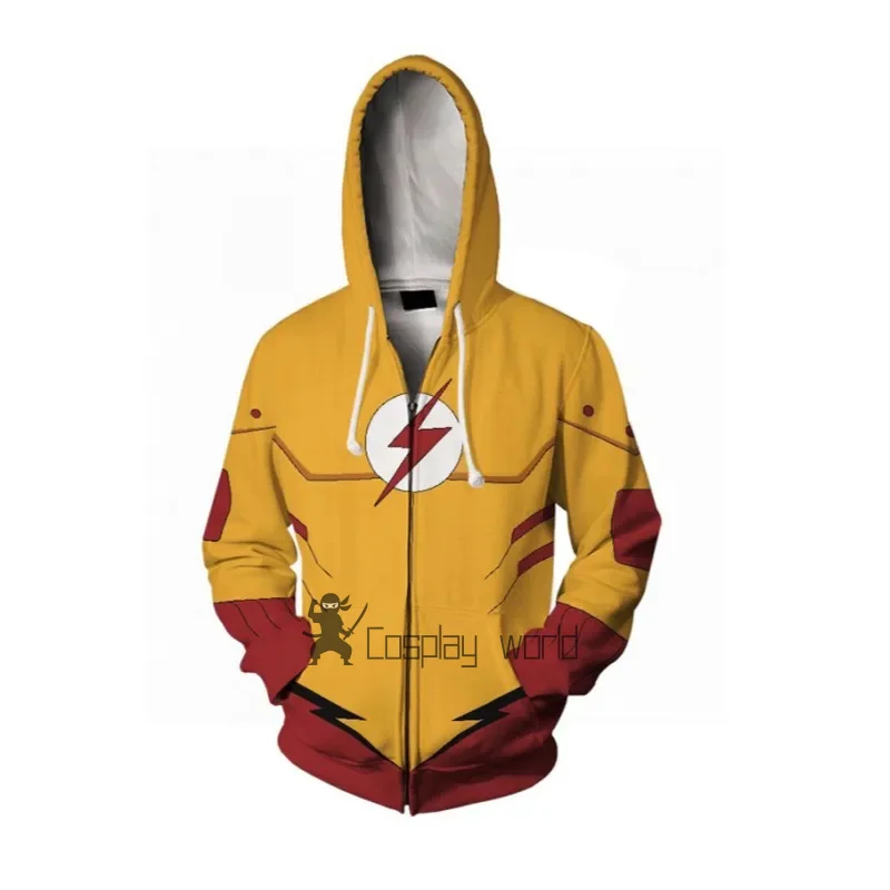 Película Flash Cosplay Sudadera con capucha cremallera moda 3D impreso ropa deportiva chaqueta de superhéroe poliéster traje de fiesta fino tamaño asiático
