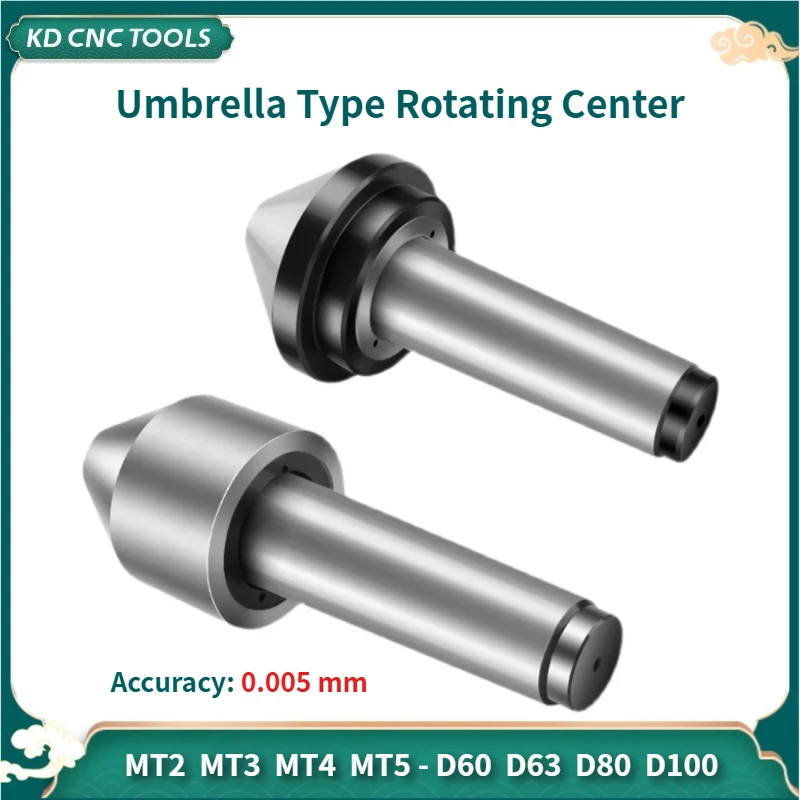 KD CNC D60 D80 D100 MT2 MT3 MT4 MT5 Morse Tapper Cone Mushroom Head Center Umbrella-type Rotating Center CNC Lathe Live Thimble