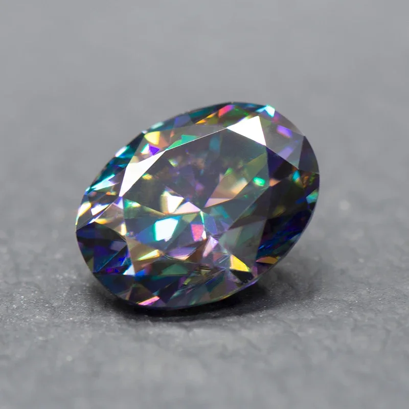 Moissanit-Stein, oval geschliffen, Regenbogen-Grün, VVS1, hochwertige DIY-Charms, Schmuckherstellung, Hauptmaterialien mit Zertifikat – Detail 5