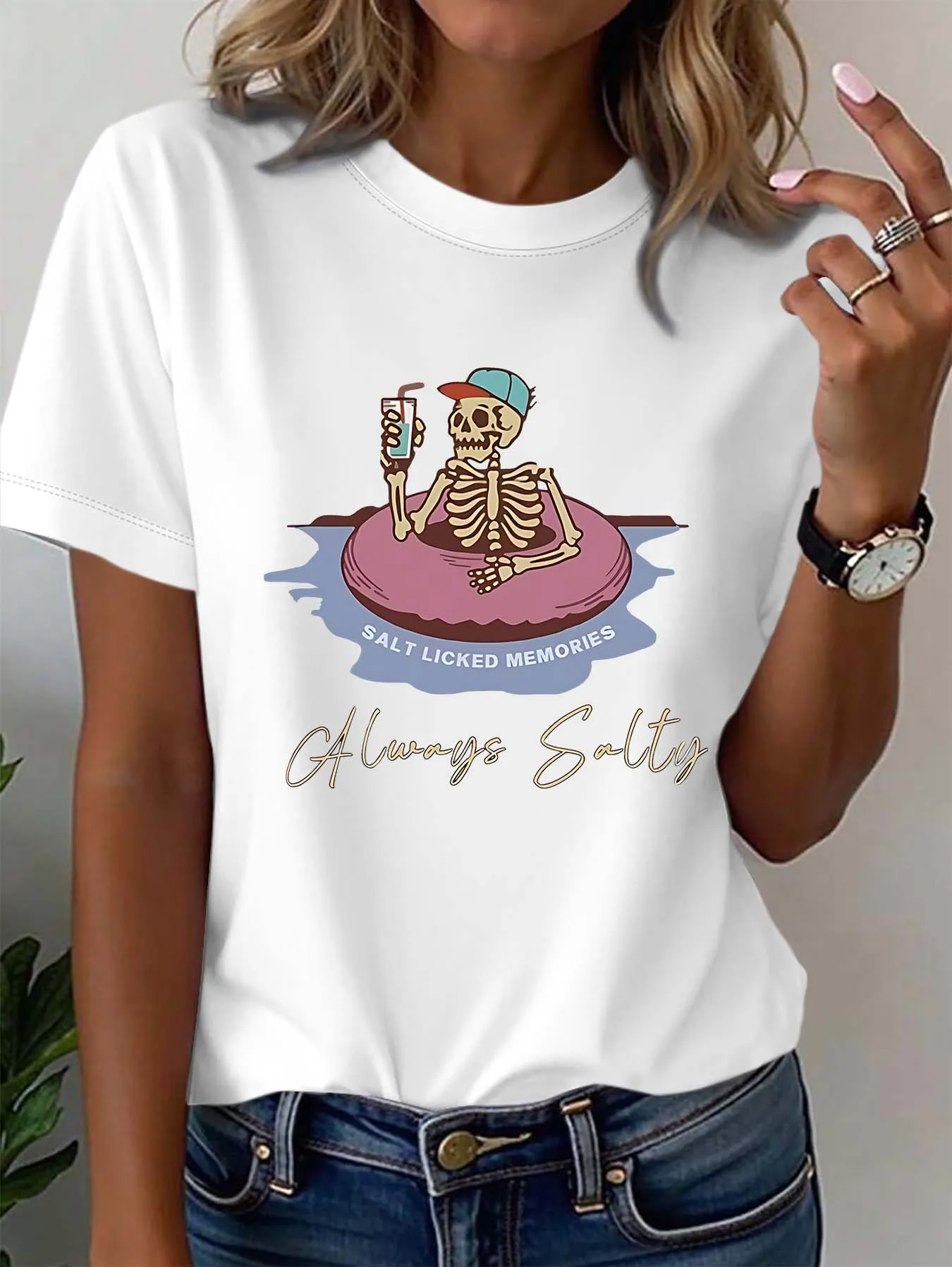 

Плюс - Повседневная забавная футболка, шестицветная футболка с коротким рукавом и уникальным принтом