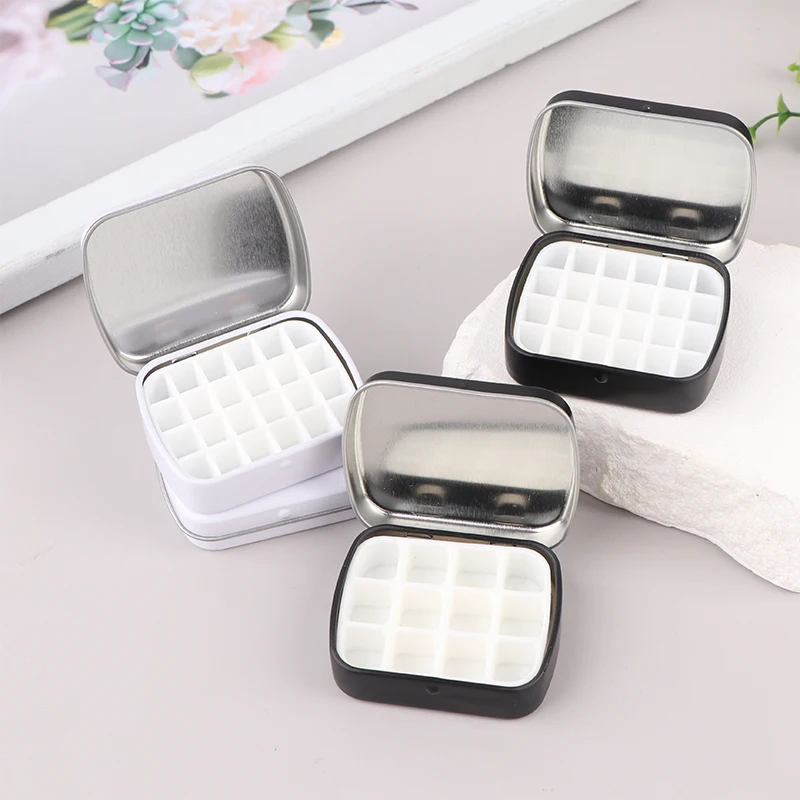 แบบพกพาที่ว่างเปล่าสีน้ําดีบุกกล่อง 12/24 กริด Mini สีน้ํา Palette Travel ภาพวาดสีถาด Art Supplies