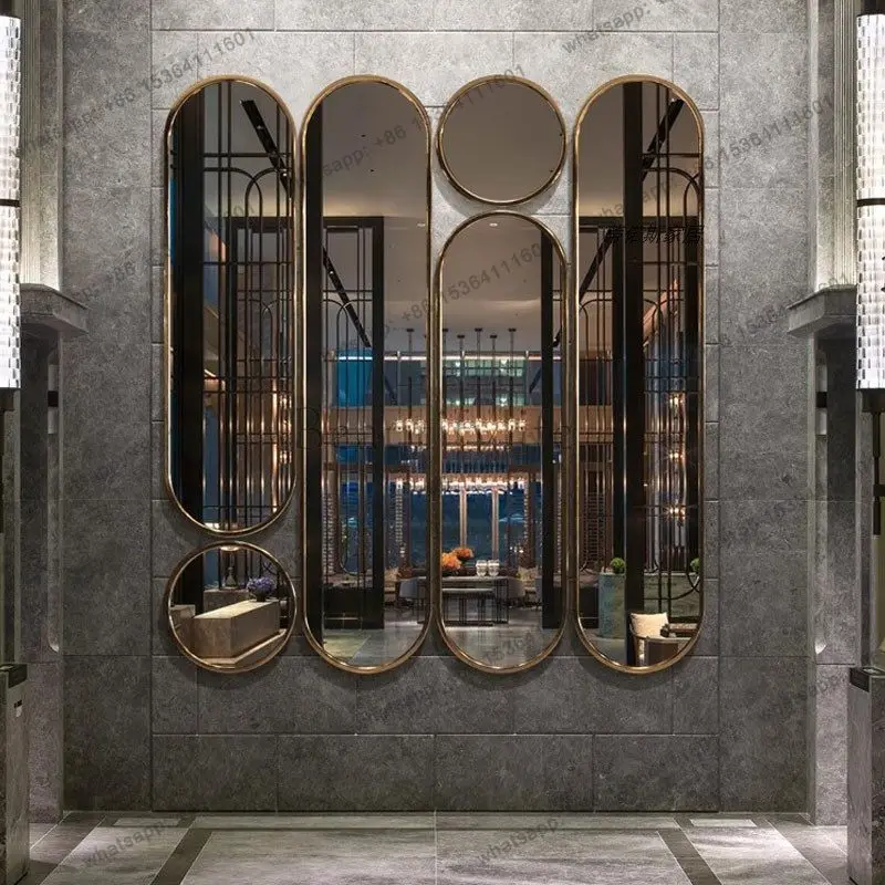 YJ Light luxury special-shaped full-body mirror wall-mounted entrance full-length mirror guest restaurant background wall decor
