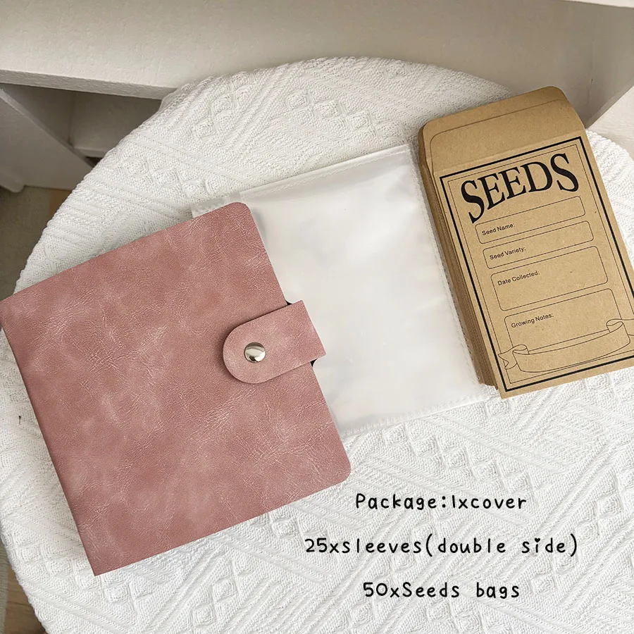 1 Set Loseblatt-Sammelbuch, PU-Samenbeutel mit 50 Taschen, quadratisch, 2 Löcher, Binder, Pflanzensamen, Aufbewahrung, Umschläge, Organizer, Halter – Detail 14