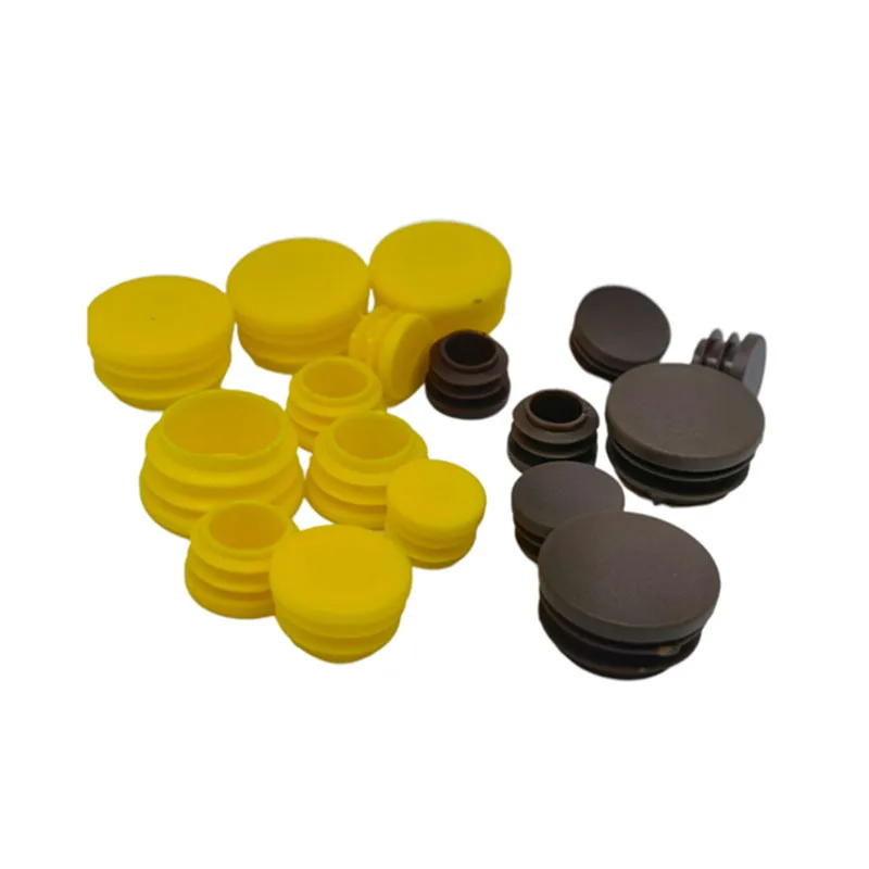 10PCS Round/Square Blanking End Caps Yellow/Brown Plastic Foot Pad Pipe Tube Inserts Plugs Stopper