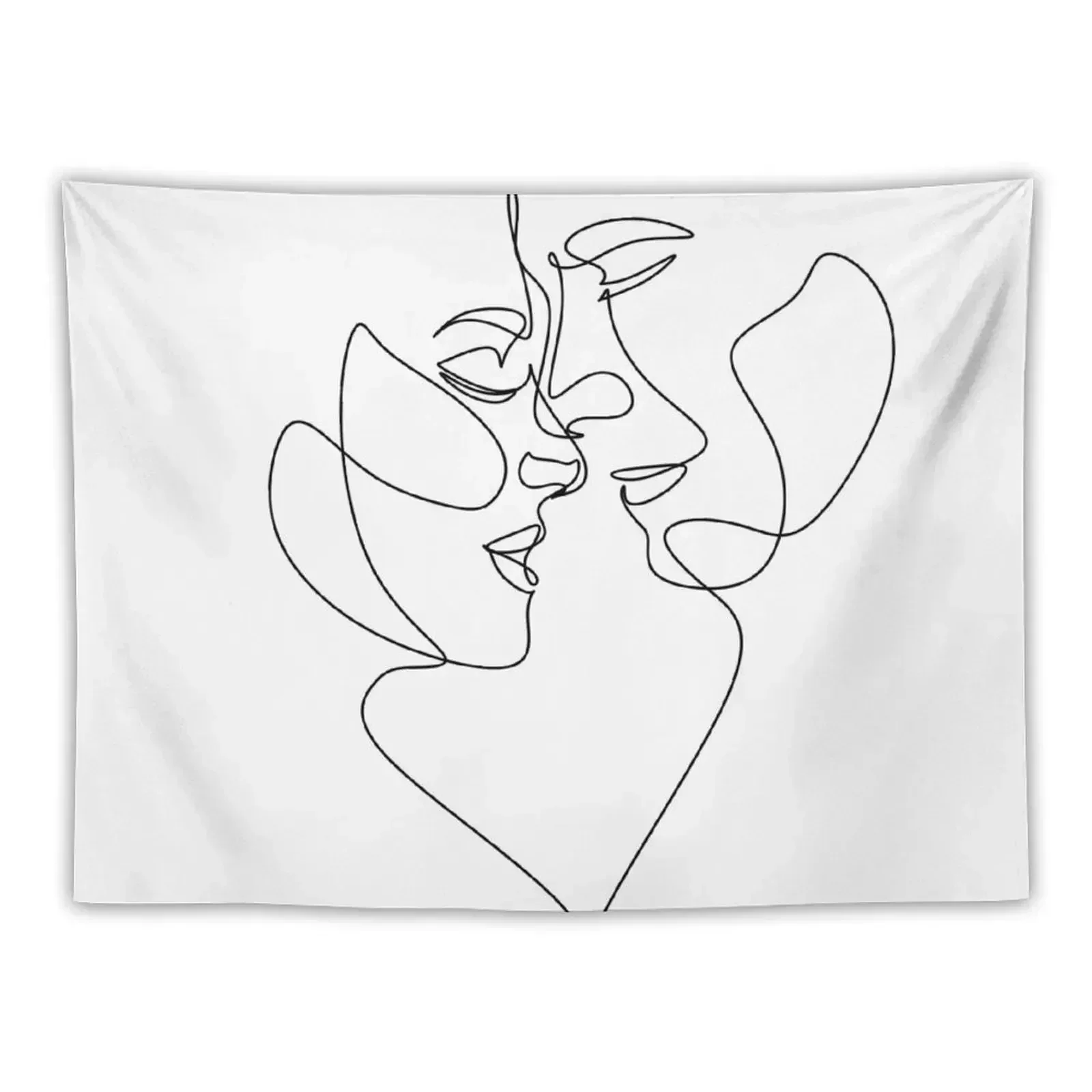 Couple one line art. Love print. 2 faces. Man and woman. Love art. Symbol of love Tapestry Cute Room Decor Tapestry