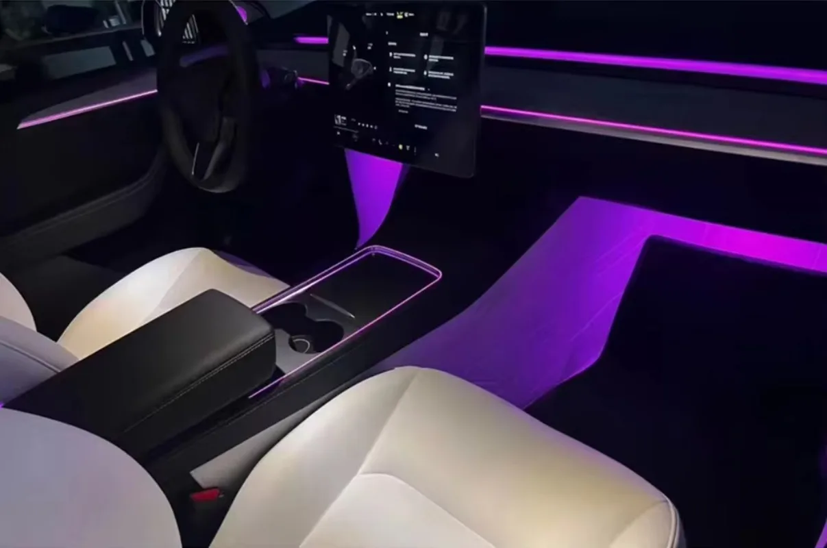 Atualização: Acessórios de Iluminação Ambiente LED Sinfonia de 256 Cores para Interior de Carro, Compatível com Model 3/Y 2021-2025 - Fita de Luz Ambi