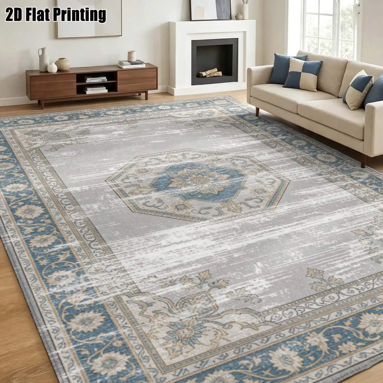 1Pc 2D Printed Retro Brown&Black Scroll Pattern Carpet, European/Bohemian Style, Home Decor, Multi-Size, Machine Washable, Suitable for Entrance, Dining, Foyer, Bedroom, Study, Living Room