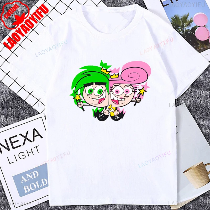 The Fairly Oddparents الموسم 1 الكرتون تي شيرت مضحك تيمي واندا كوزمو الجرافيك موضة القطن تي شيرت Harajuku Y2k للجنسين تيز #1