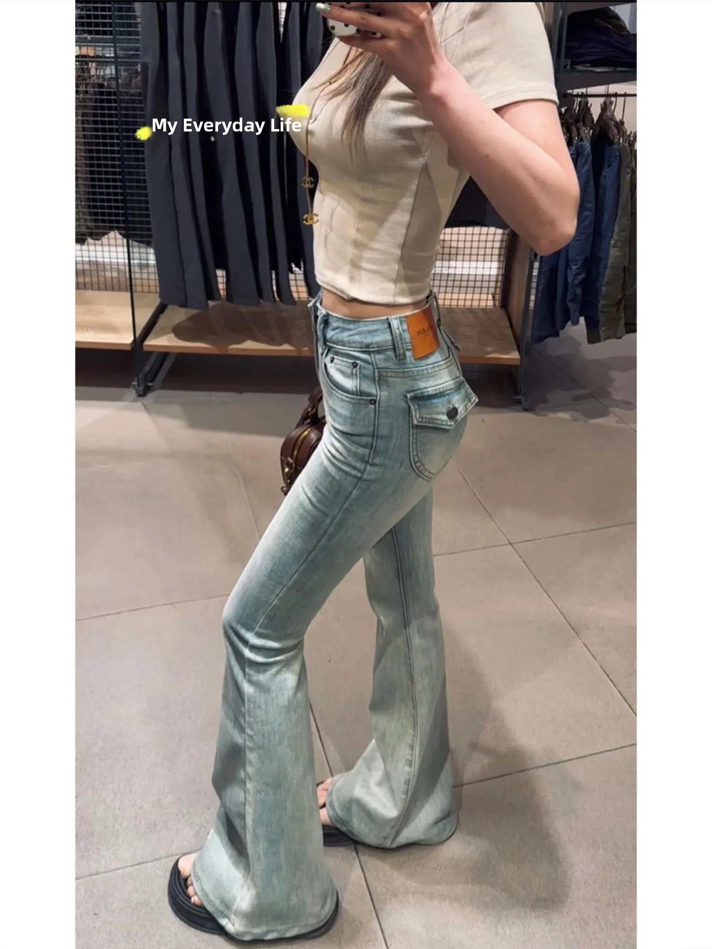

Sexy High Waist Bell Bottom Jeans Women's Spring Autumn Denim Jeans Washed out Slim Fit Cotton Stretch Bootcut Long Pants