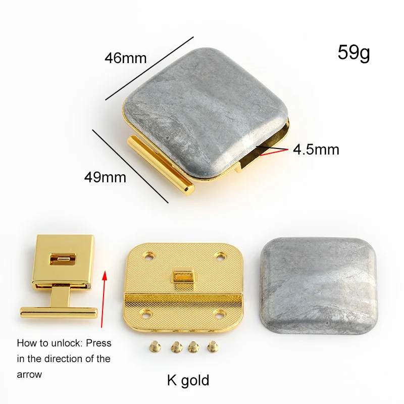 2-10sets Metal Clasp Snap Locks Perfect For Leather Shoulder Bags Purse Briefcase Square Round Lock Buckle Hardware Accessories