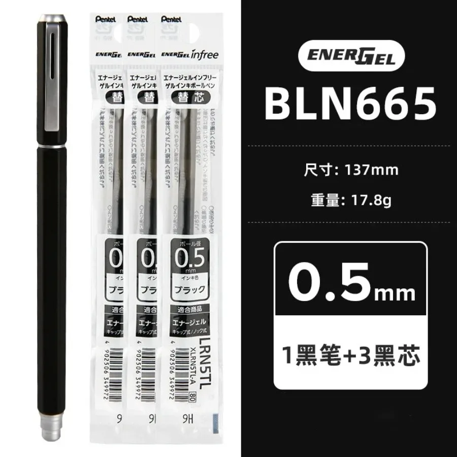 For Pentel 1Pcs Original Gel Pen 0.5mm BLN665 Metal Needle Tip Quick Dry Office Signature Pen Student Exam Pen