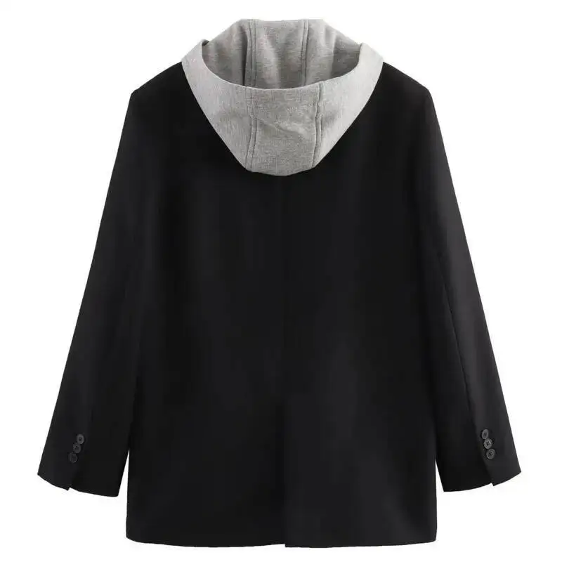 سترة نسائية عصرية للشارع من FANAN مع قلنسوة مرقعة لربيع وخريف سترات جديدة أنيقة مناسبة معاطف عصرية للسيدات