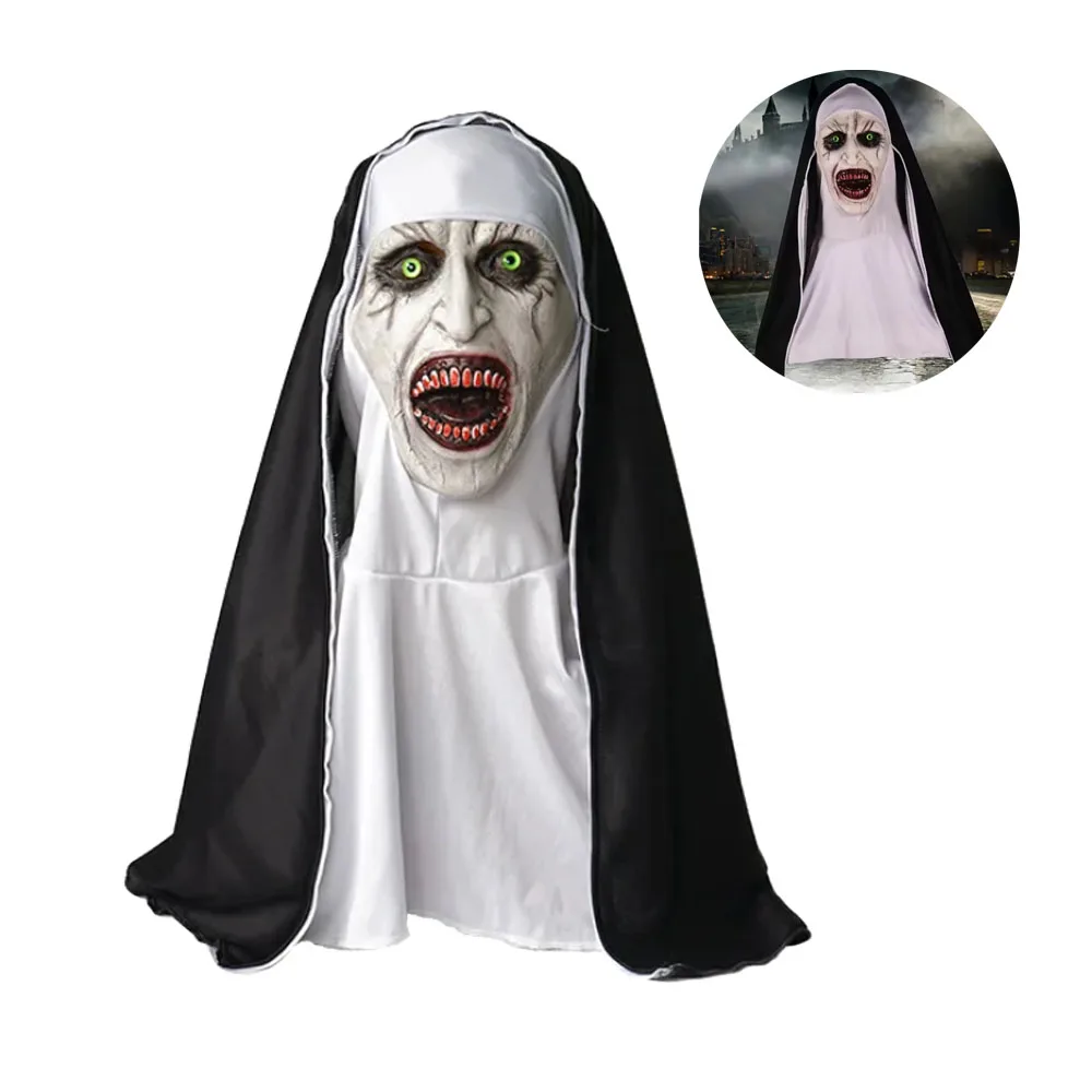 

Halloween Horror Nun Mask Headband Haunted House Female Ghost Head Cover Role Play Party Props Masquerade Performance Props