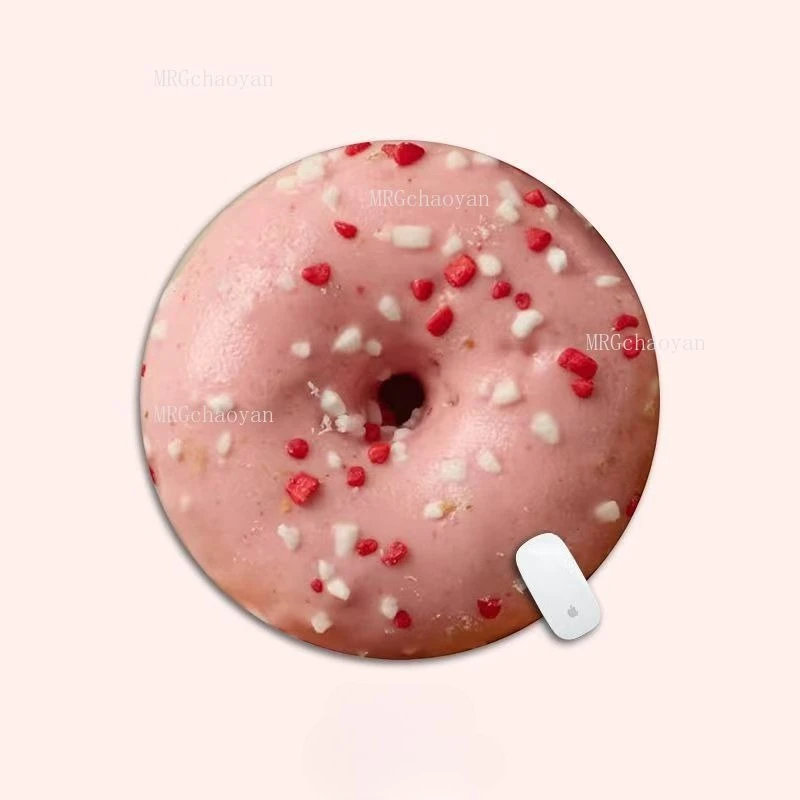 

Creative round Small mouse pad HD food doughnut bread print design rubber table pad portable anti-slip pad desktop decoration