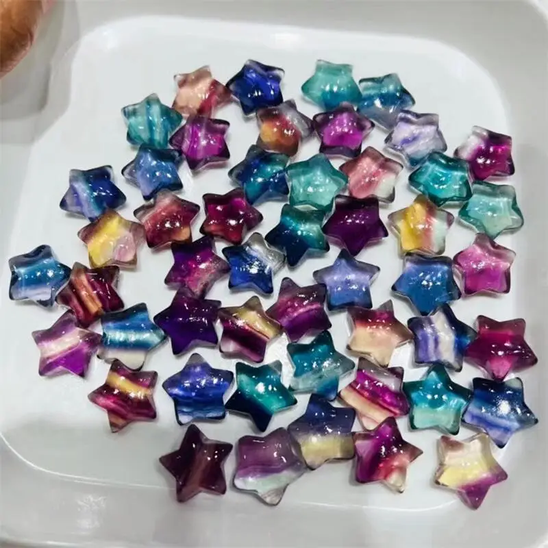 10PCS Natural Fluorite Star DIY Energy Healing Gemstone Pendant Necklace Women Jewelry Mineral Specimen Gift 16mm