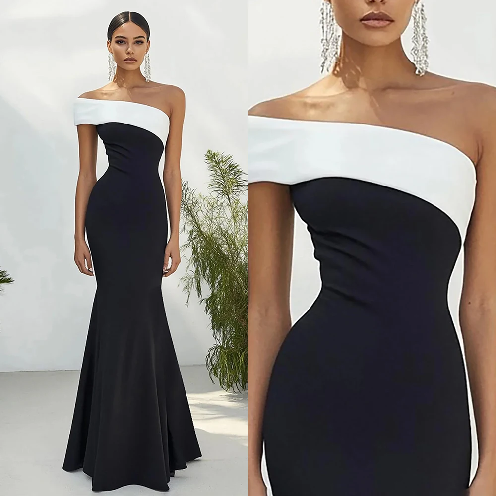 Customized One Shoulder Floor Length Mermaid Long Dresses Vestidos Elegantes Para Mujer Para Una Boda Kleider Damen Elegant Prom