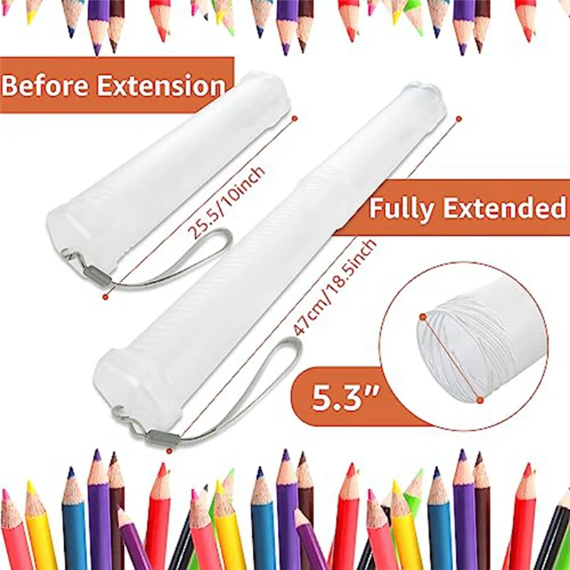 4 Pack Extendable Plastic Paint Brush Case, Clear Long Paint Brush Holder Tube, Storage Pencil Container