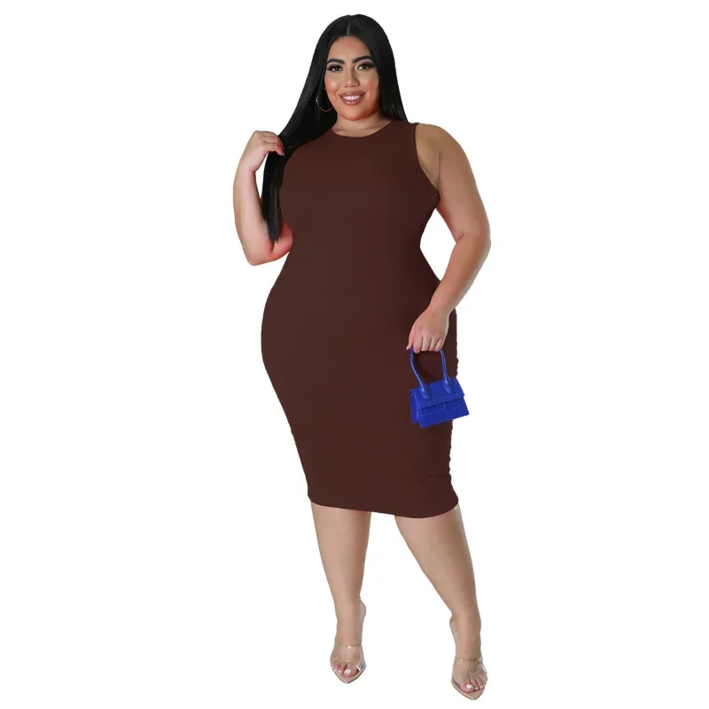 WSFEC L-4XL 2024 African Women Clothing Solid Color Short Sleeve Plus Size Women's Dress Sexy Plus Size Midi Dress Dropshipping