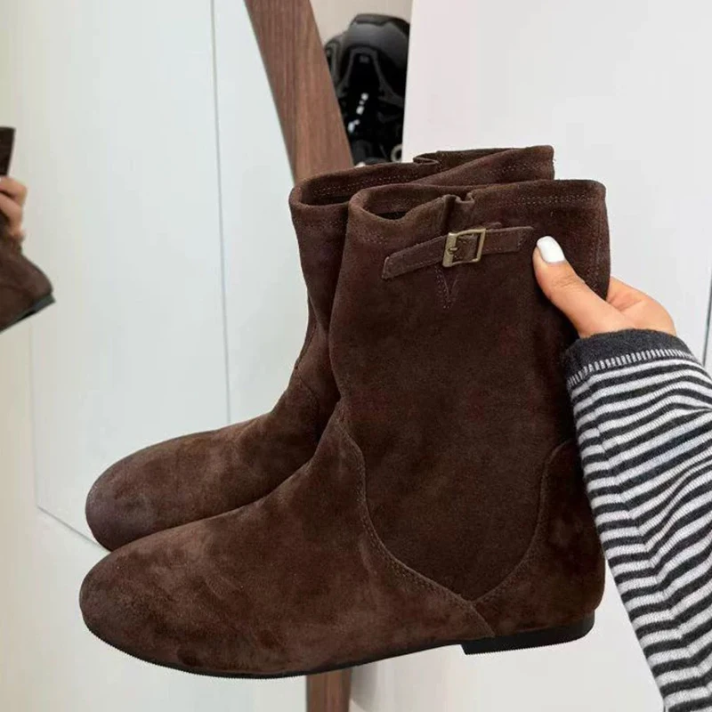 

Eilyken New Fashion Retro Buckle Women Ankle Boots Concise Round Toe Square Low Heels Shoes Autumn Winter Botas De Mujer